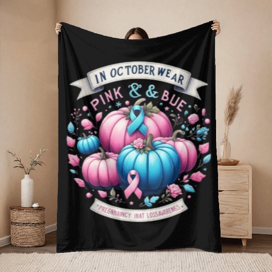 In October Wear Pink & Blue Pregnancy Infant Throw Blankets