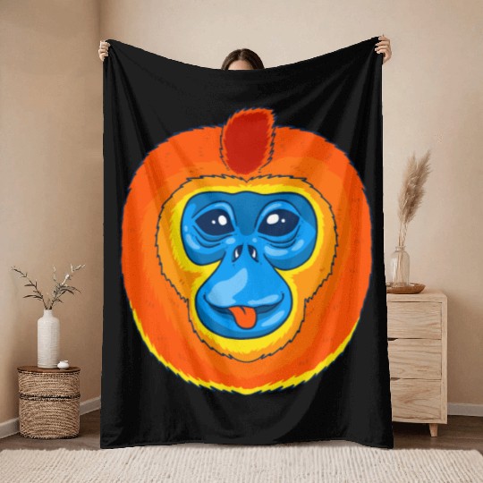 Cute Golden Snub Nosed Monkey Face Throw Blankets