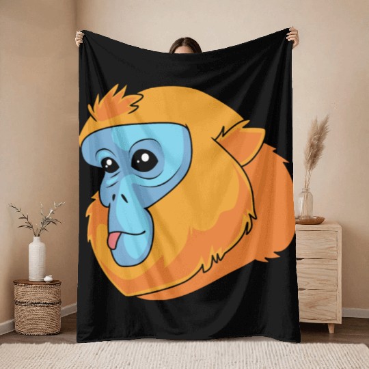 Monkey Lover Golden Snub Nosed Monkey Face Throw Blankets