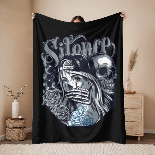 silence Chicano Vintage Design Throw Blankets