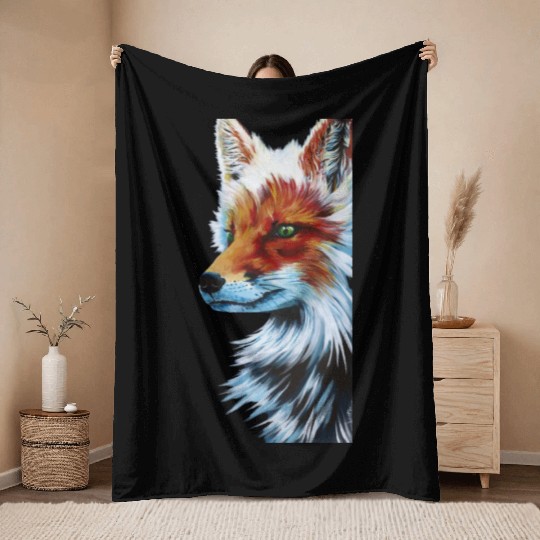 Emerald Eyed Fox Throw Blankets