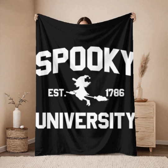 Spooky University Established 1786 Witch U Spookys Throw Blankets