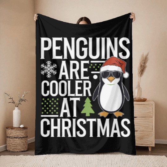 Penguins Are Cooler At Christmas Penguin Christmas Throw Blankets