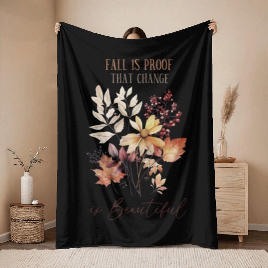 Beautiful Change - Fall Leaves Inspiration Throw Blankets