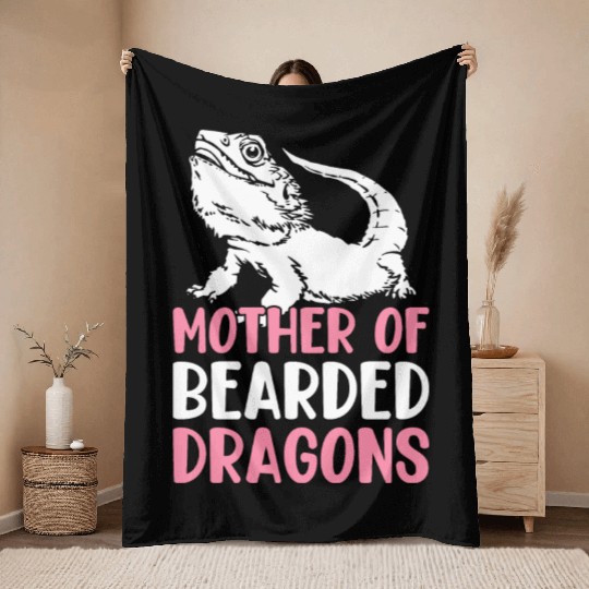 Mother Of Bearded Dragons Lizard Lover Mom Throw Blankets