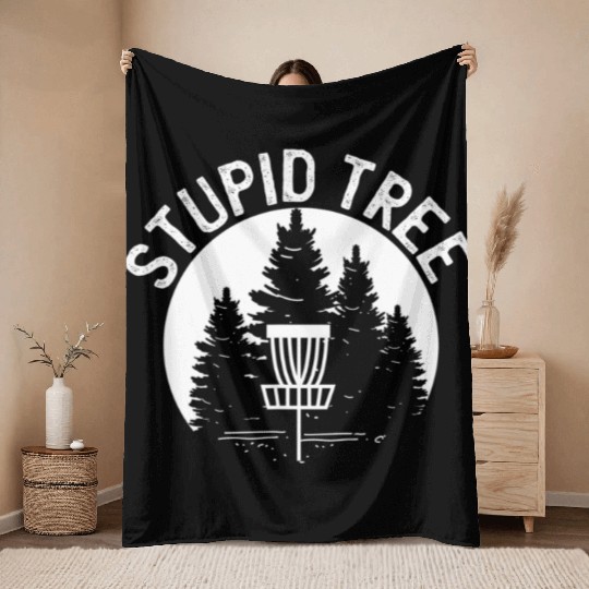 Stupid Tree Distressed Disc Golf Throw Blankets