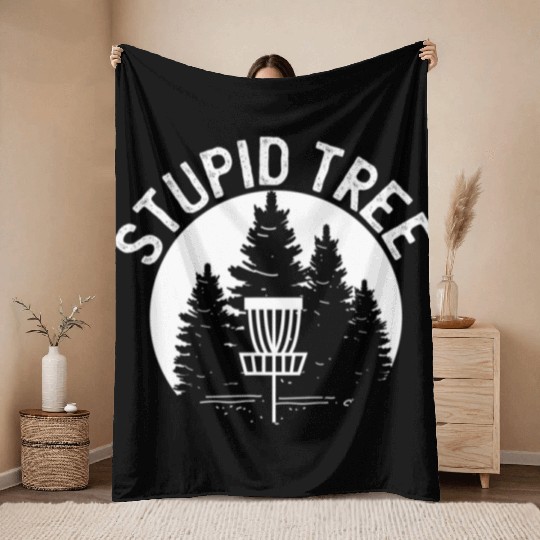 Stupid Tree Distressed Disc Golf Throw Blankets