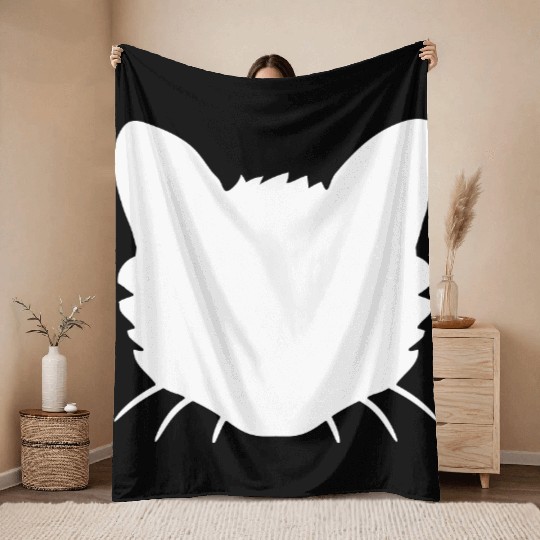 Cat Face Silhouette Kitten Head Outline Outline Throw Blankets