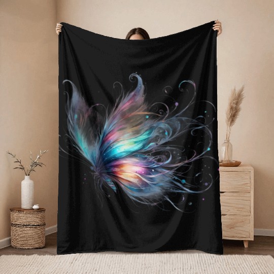Magical Colorful Butterfly Design Throw Blankets