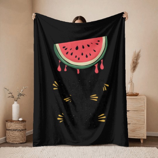 Sweet But Sometimes Sour Watermelon Throw Blankets