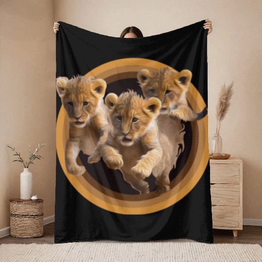 Kittens, Lion cubs Throw Blankets