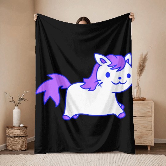 Little Pony Cat Face Little Small Horse Riding Fun Throw Blankets