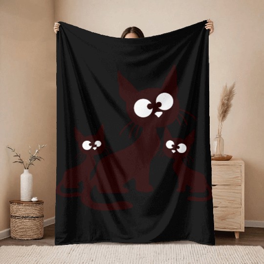Crazy Cats Family Mom Dad 2 Small Cute Kids Babies Throw Blankets