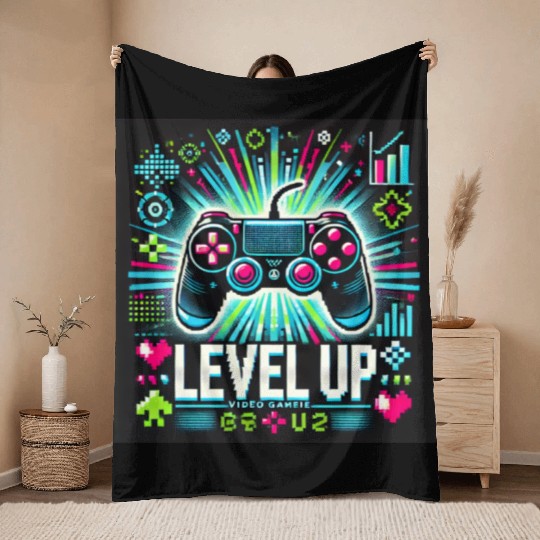 game level up Throw Blankets