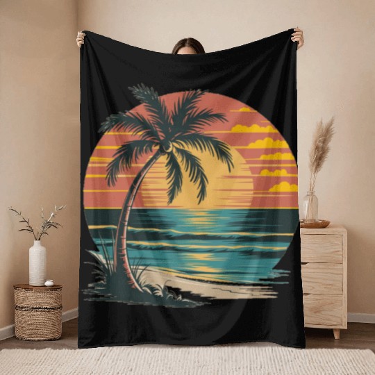 Tropical Sunset Bliss Throw Blankets