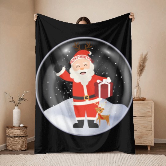 Santa’s Joy: Christmas Snow Globe Throw Blankets