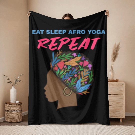 Eat Sleep Afro Yoga Repeat Throw Blankets