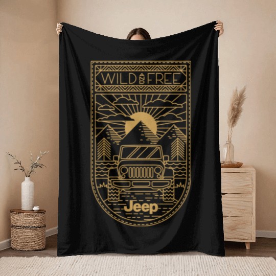 Jeep Wild and Free Throw Blankets
