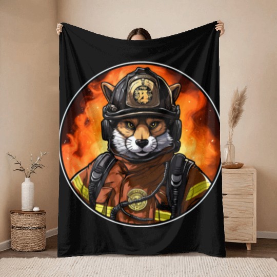 Fox Firefighter Throw Blankets
