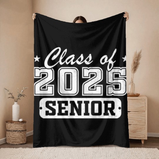 Class of 2025 Senior Graduation Back To School Throw Blankets