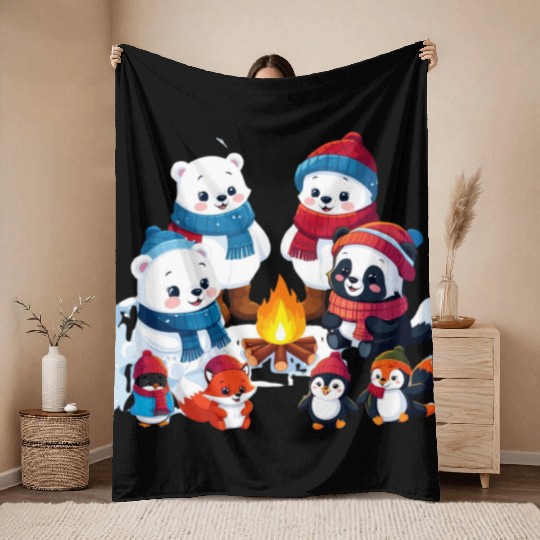 Winter Wonderland Critters Throw Blankets