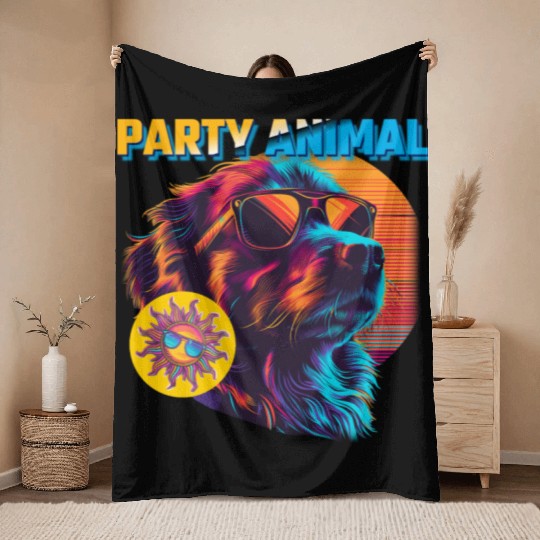 Party Animal Vintage Throw Blankets
