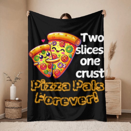 Cheesy Together: Two Slices, One Heart! Throw Blankets