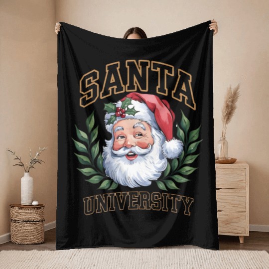 Santa University Est. 1836, santae, newe year gift Throw Blankets