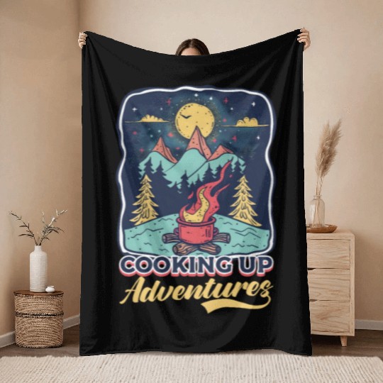 Camp Chef Cooking Up Adventures Throw Blankets