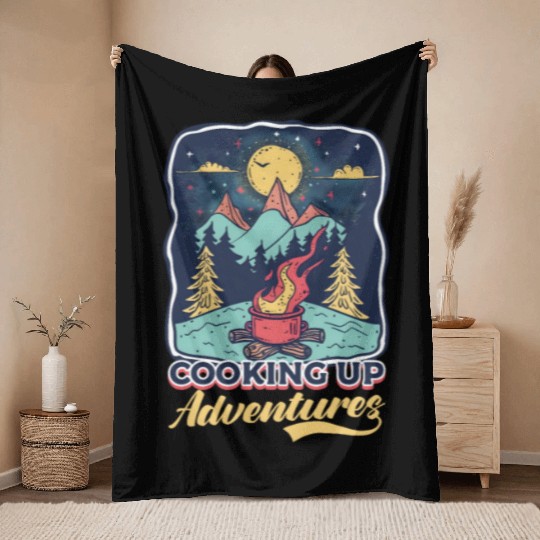 Camp Chef Cooking Up Adventures Throw Blankets