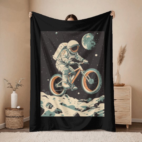 Astro Biking Throw Blankets