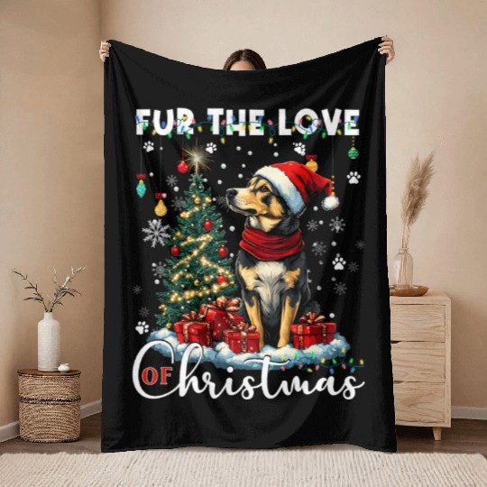 German Shepherd Christmas Tree Decorations Dog Throw Blankets