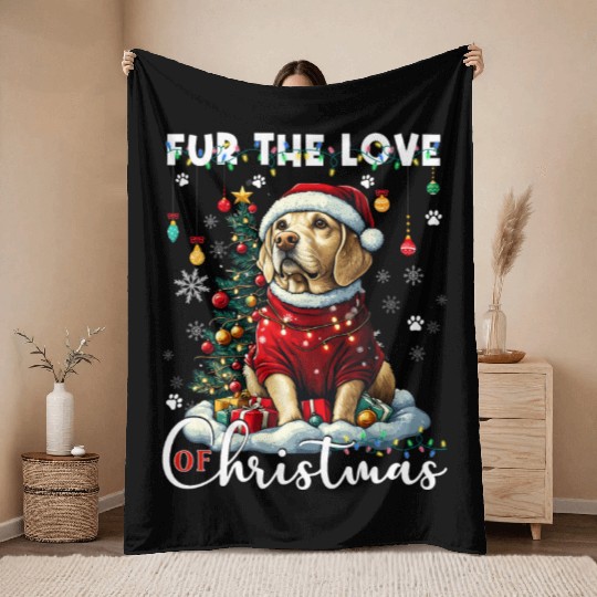 Labrador Retriever Christmas Tree Decorations Dog Throw Blankets