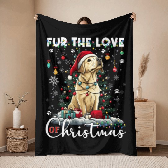 Labrador Retriever Christmas Tree Decorations Dog Throw Blankets