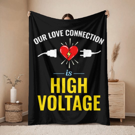 Electrician Valentine: High Voltage Love Throw Blankets