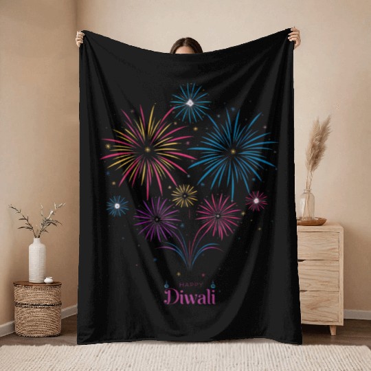 Joyous Fireworks for Diwali Festival Throw Blankets