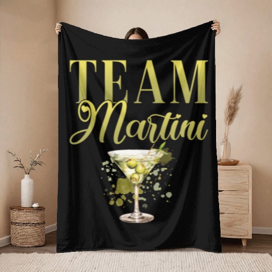 Team Martini Cocktail Bartender Throw Blankets