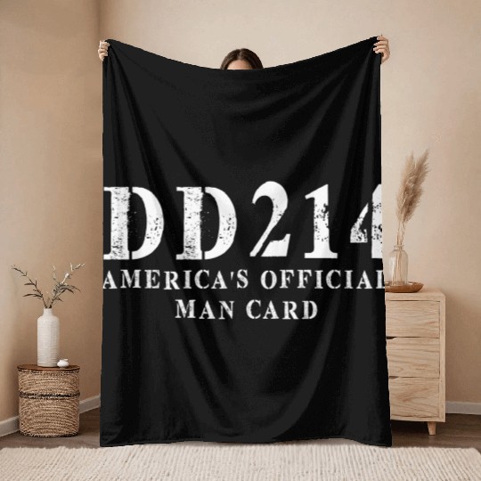 DD214 America s Official Man Card Throw Blankets