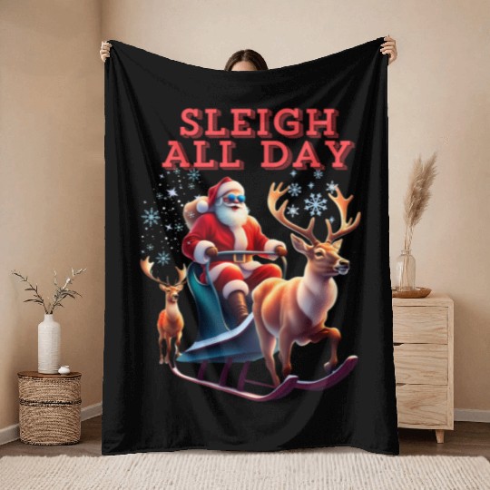 Sleigh All Day Throw Blankets