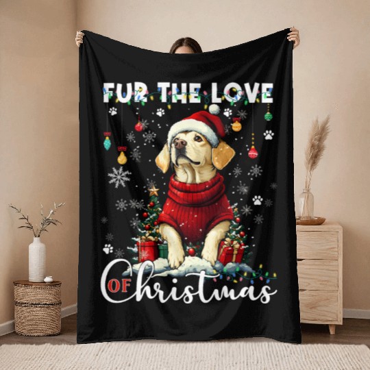 Labrador Retriever Christmas Tree Decorations Dog Throw Blankets