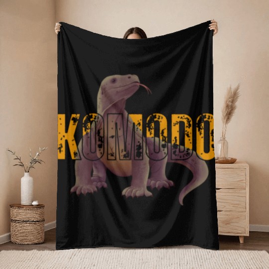Komodo Dragon Art From Indonesia Throw Blankets