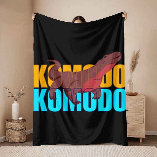 Fierce Komodo Dragon Throw Blankets