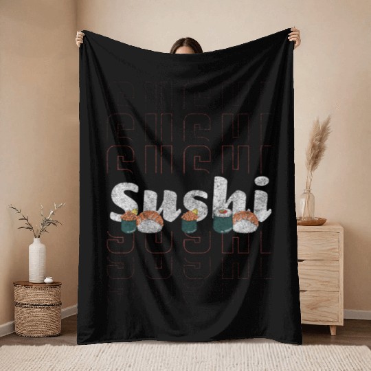 Sushi Meat Chopsticks Food Culture Throw Blankets