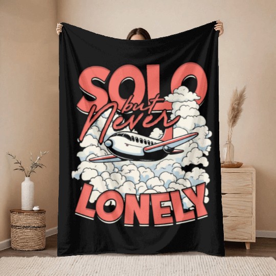 First Solo Flight Pilot Solo But Never Lonely Throw Blankets