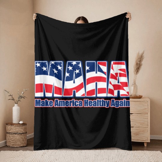 Patriotic Flag Typography Design Throw Blankets