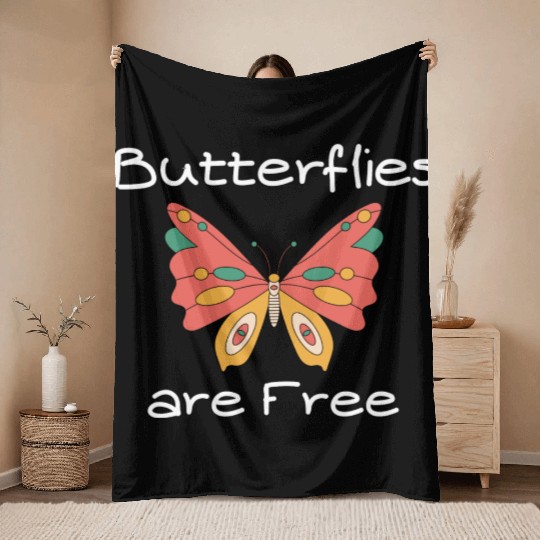 Butterflies are free Throw Blankets