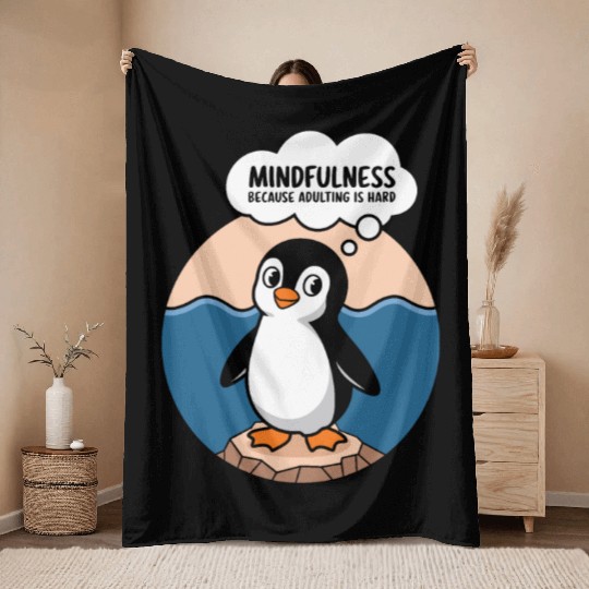 Mindfulness Because Adulting Is Hard Throw Blankets