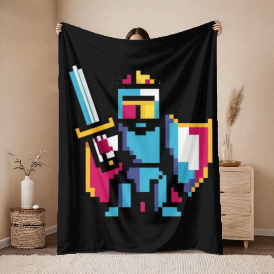 knight pixel art Throw Blankets
