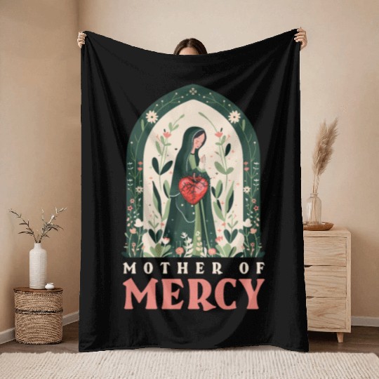 Virgin Mary Mother Of Mercy Throw Blankets