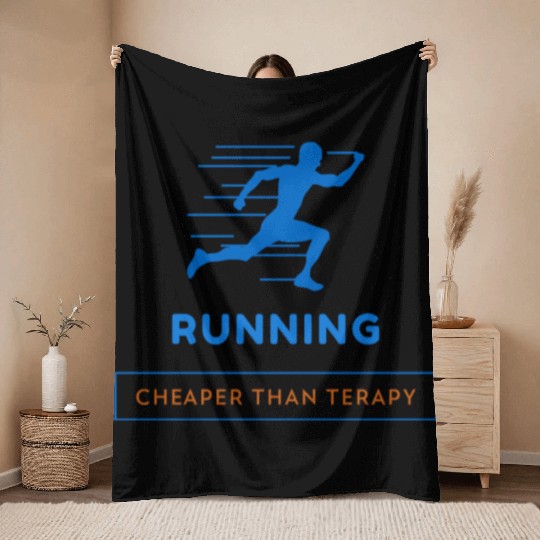Running: Cheaper Than Therapy Fitness Running Throw Blankets